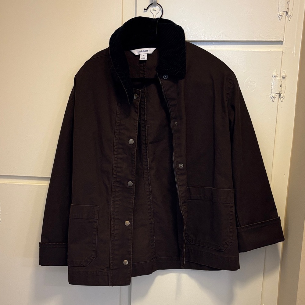 Barn coat Dark Brown Jacket with Black Collar